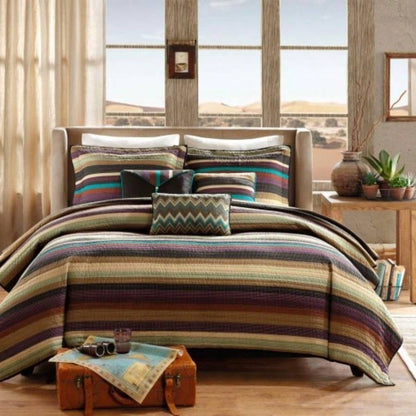 Reversible Quilt Set with Throw Pillows Multi Full/