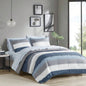 Stripe Comforter Set with Bed Sheets Blue/ Twin