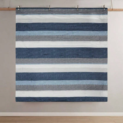 Stripe Comforter Set with Bed Sheets Blue/ Twin