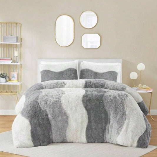 Full/ Ombre Shaggy Faux Fur Comforter Set