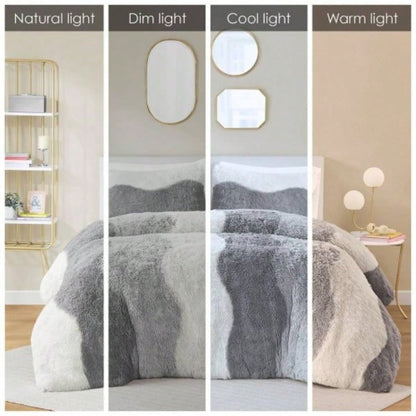 Full/ Ombre Shaggy Faux Fur Comforter Set