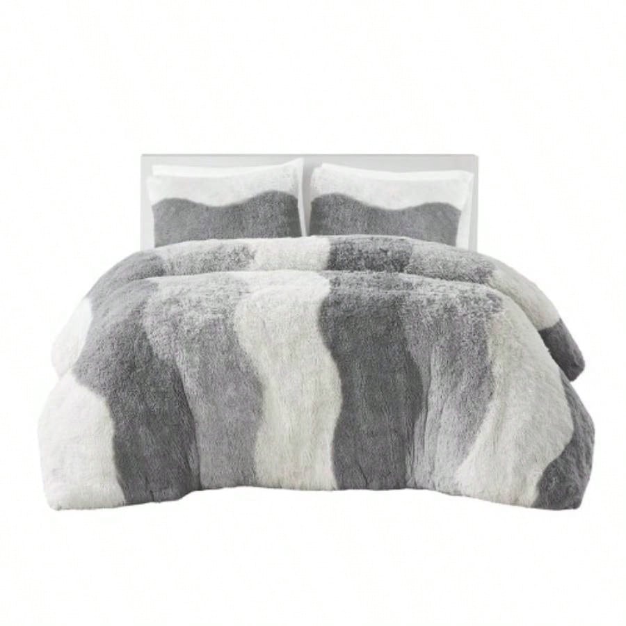 Full/ Ombre Shaggy Faux Fur Comforter Set