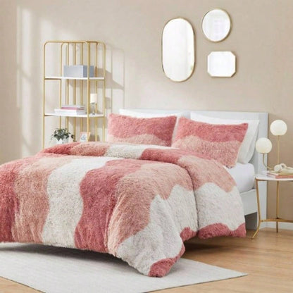 Full/ Ombre Shaggy Faux Fur Comforter Set