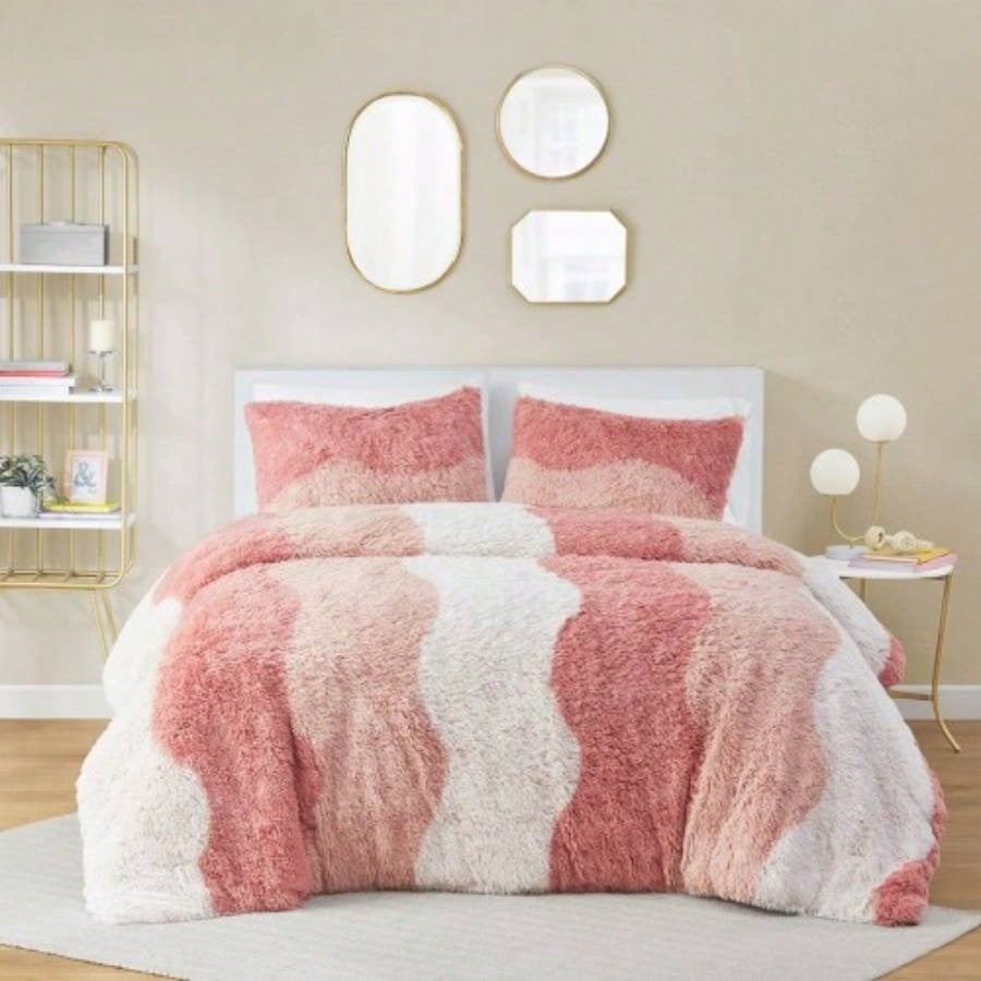 Full/ Ombre Shaggy Faux Fur Comforter Set