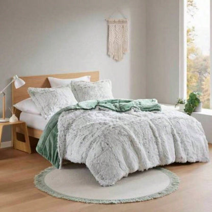 Full/ Ombre Shaggy Faux Fur Comforter Set