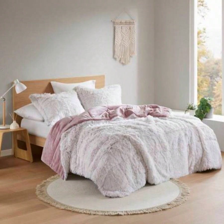 Full/ Ombre Shaggy Faux Fur Comforter Set