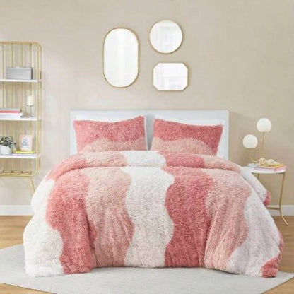 Full/ Ombre Shaggy Faux Fur Comforter Set