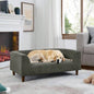 Pet sofa with backrest and armrests, modern rectangular pet sofa suitable small and medium dogs, soft cushion comfortable dog sofa, Dark