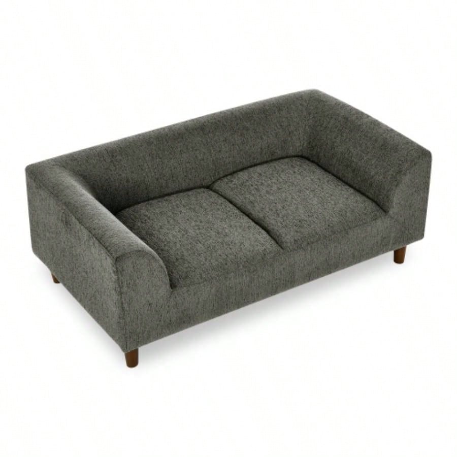 Pet sofa with backrest and armrests, modern rectangular pet sofa suitable small and medium dogs, soft cushion comfortable dog sofa, Dark