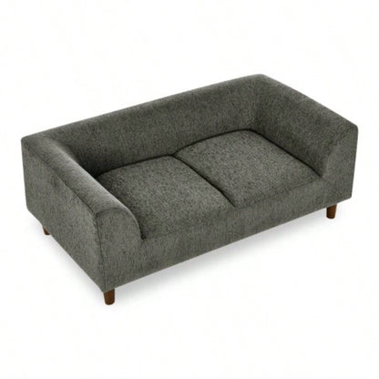 Pet sofa with backrest and armrests, modern rectangular pet sofa suitable small and medium dogs, soft cushion comfortable dog sofa, Dark