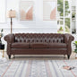 84.65 BLACK PU Rolled Arm Chesterfield Three Seater Sofa.