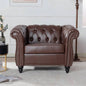 84.65 BLACK PU Rolled Arm Chesterfield Three Seater Sofa.