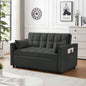 Modern Velvet Loveseat Futon Sofa Couch/Pullout Bed, Small Love Lounge Sofa/Reclining Backrest, Toss Pillows, Pockets, Furniture Living Room, 3 in 1 Convertible Sleeper Sofa Bed, Black