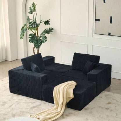 110 Cloud Modular Sectional Sofa, Boneless Couch, No Assembly, 3 seater with Ottoman 2 Pillows, Living Rooms and Bedrooms