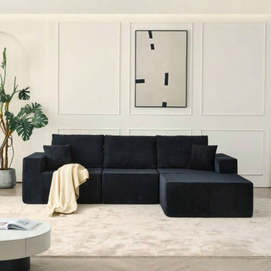 110 Cloud Modular Sectional Sofa, Boneless Couch, No Assembly, 3 seater with Ottoman 2 Pillows, Living Rooms and Bedrooms