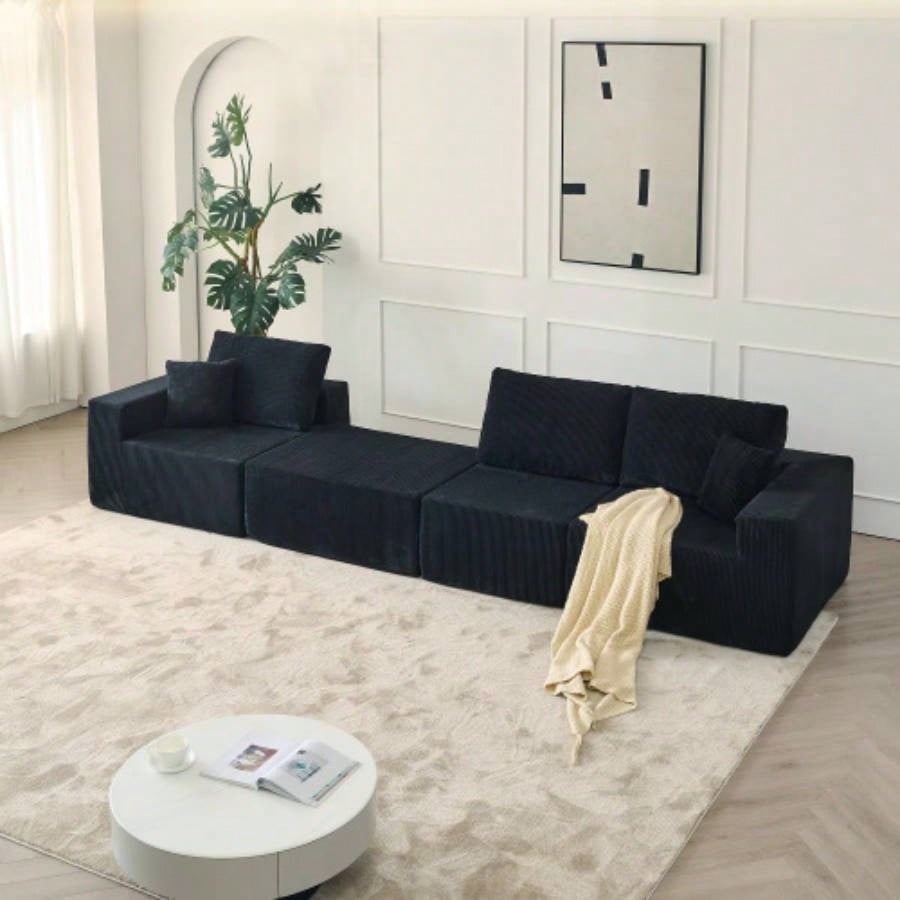 110 Cloud Modular Sectional Sofa, Boneless Couch, No Assembly, 3 seater with Ottoman 2 Pillows, Living Rooms and Bedrooms