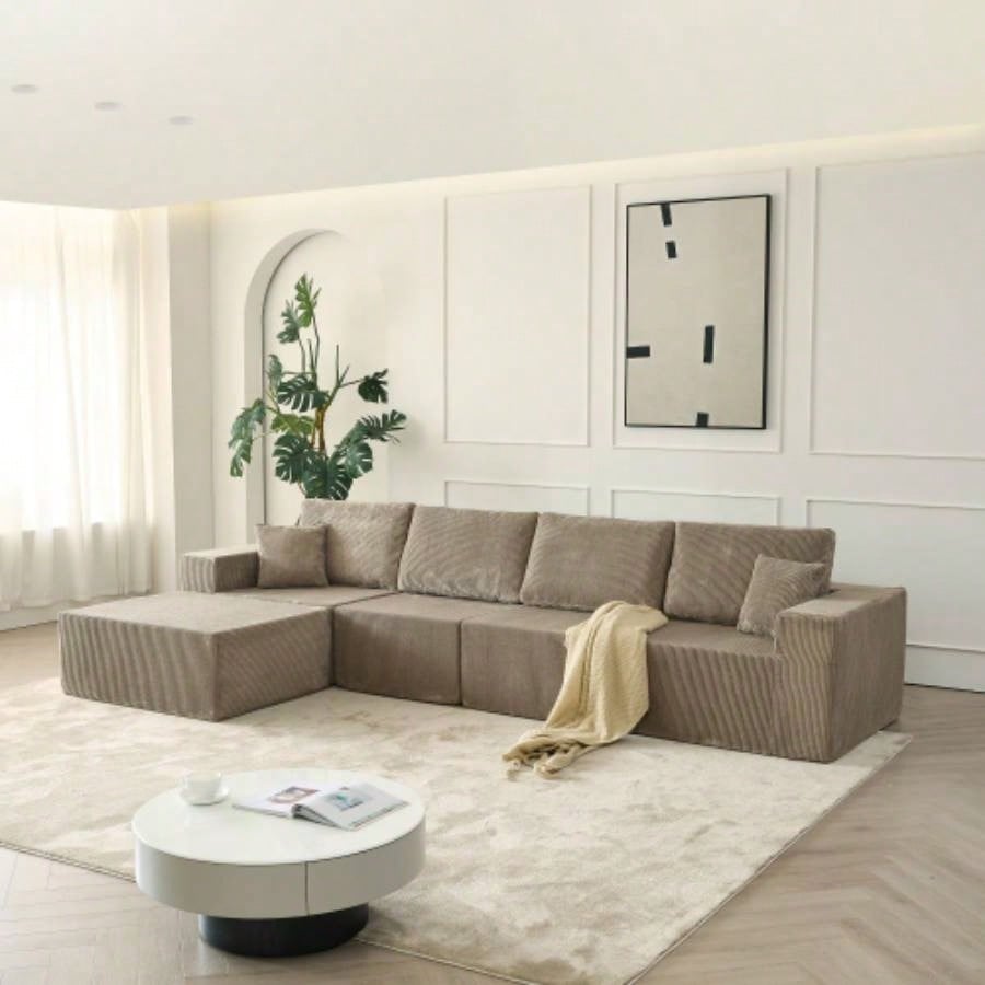 110 Cloud Modular Sectional Sofa, Boneless Couch, No Assembly, 3 seater with Ottoman 2 Pillows, Living Rooms and Bedrooms