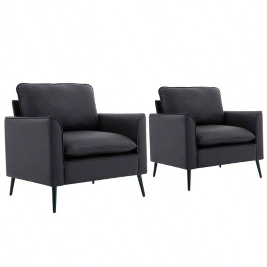 TS paw leather upholstered sofa 2PC black, Nordic retro light luxury living room balcony bedroom single casual sofa chair