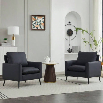 TS paw leather upholstered sofa 2PC black, Nordic retro light luxury living room balcony bedroom single casual sofa chair