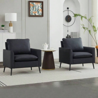 TS paw leather upholstered sofa 2PC black, Nordic retro light luxury living room balcony bedroom single casual sofa chair