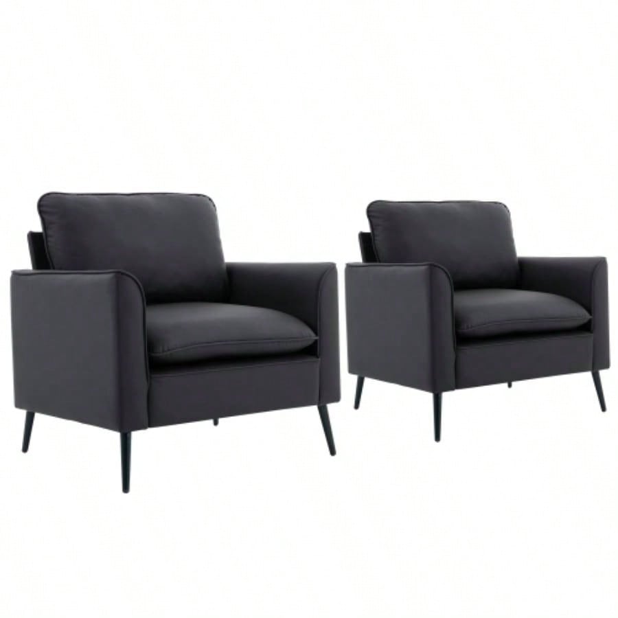 TS paw leather upholstered sofa 2PC black, Nordic retro light luxury living room balcony bedroom single casual sofa chair