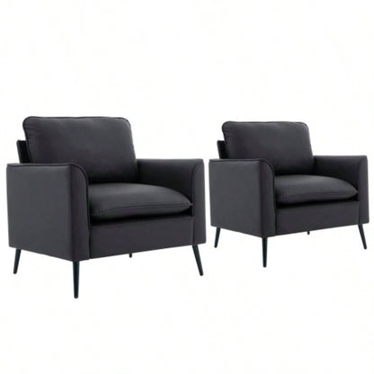 TS paw leather upholstered sofa 2PC black, Nordic retro light luxury living room balcony bedroom single casual sofa chair