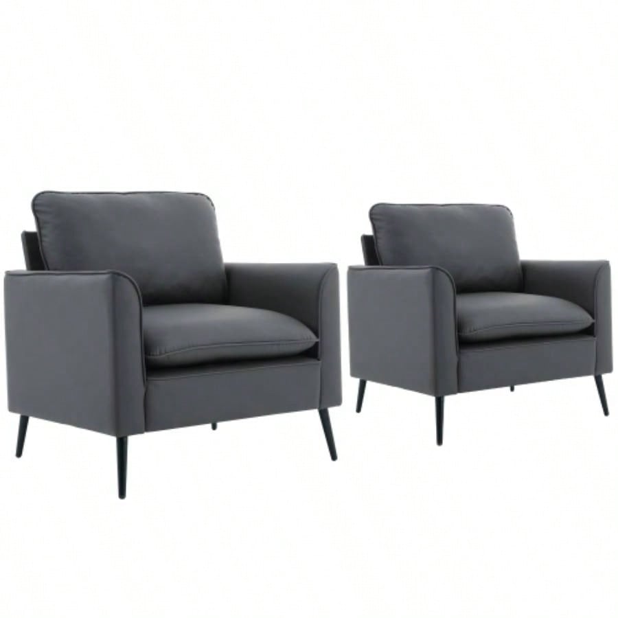 TS paw leather upholstered sofa 2PC black, Nordic retro light luxury living room balcony bedroom single casual sofa chair