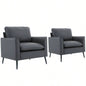 TS paw leather upholstered sofa 2PC black, Nordic retro light luxury living room balcony bedroom single casual sofa chair