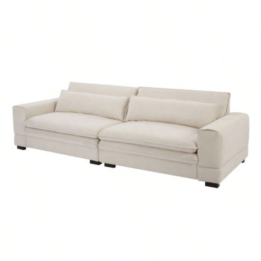 Mid - Sofa Couch Modern Upholstered Couch Livingroom, Bedroom, Apartment, Home Office Beige
