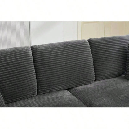 VIDEO/NewCombination Modular Convertible Sectional Sofa Bed Set, Armrest storage, Stainless steel cup holder, USB, Upholstered Sofa, Deep, Living Room, Loft, Apartment, Office, 2 Colors
