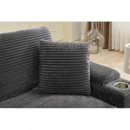 VIDEO/NewCombination Modular Convertible Sectional Sofa Bed Set, Armrest storage, Stainless steel cup holder, USB, Upholstered Sofa, Deep, Living Room, Loft, Apartment, Office, 2 Colors