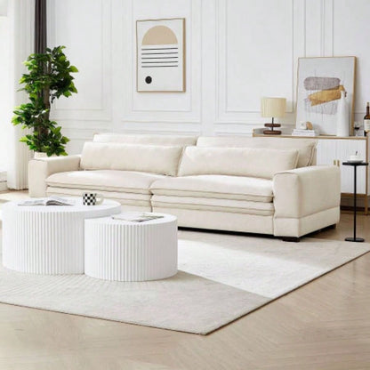 Mid - Sofa Couch Modern Upholstered Couch Livingroom, Bedroom, Apartment, Home Office Beige