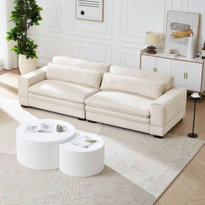Mid - Sofa Couch Modern Upholstered Couch Livingroom, Bedroom, Apartment, Home Office Beige