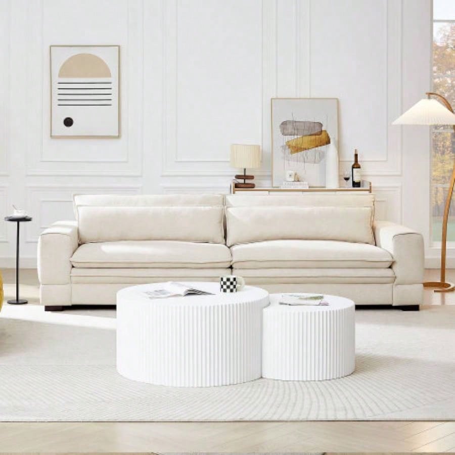 Mid - Sofa Couch Modern Upholstered Couch Livingroom, Bedroom, Apartment, Home Office Beige