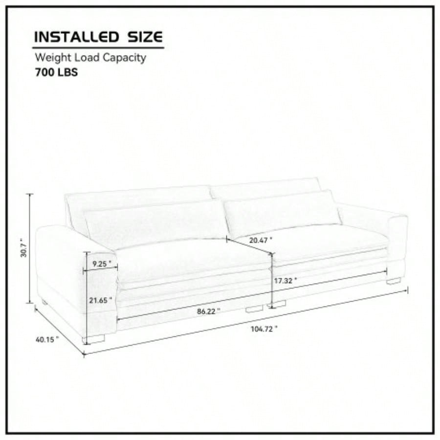 Mid - Sofa Couch Modern Upholstered Couch Livingroom, Bedroom, Apartment, Home Office Beige