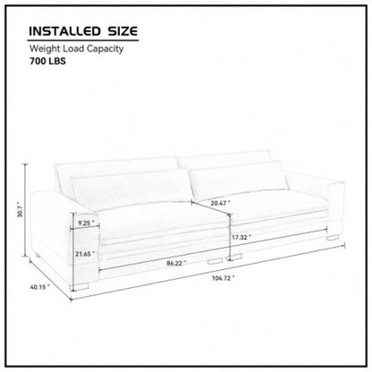 Mid - Sofa Couch Modern Upholstered Couch Livingroom, Bedroom, Apartment, Home Office Beige