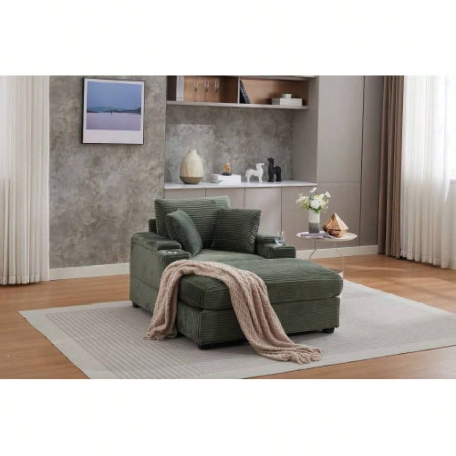 VIDEO/NewCombination Modular Convertible Sectional Sofa Bed Set, Armrest storage, Stainless steel cup holder, USB, Upholstered Sofa, Deep, Living Room, Loft, Apartment, Office, 2 Colors