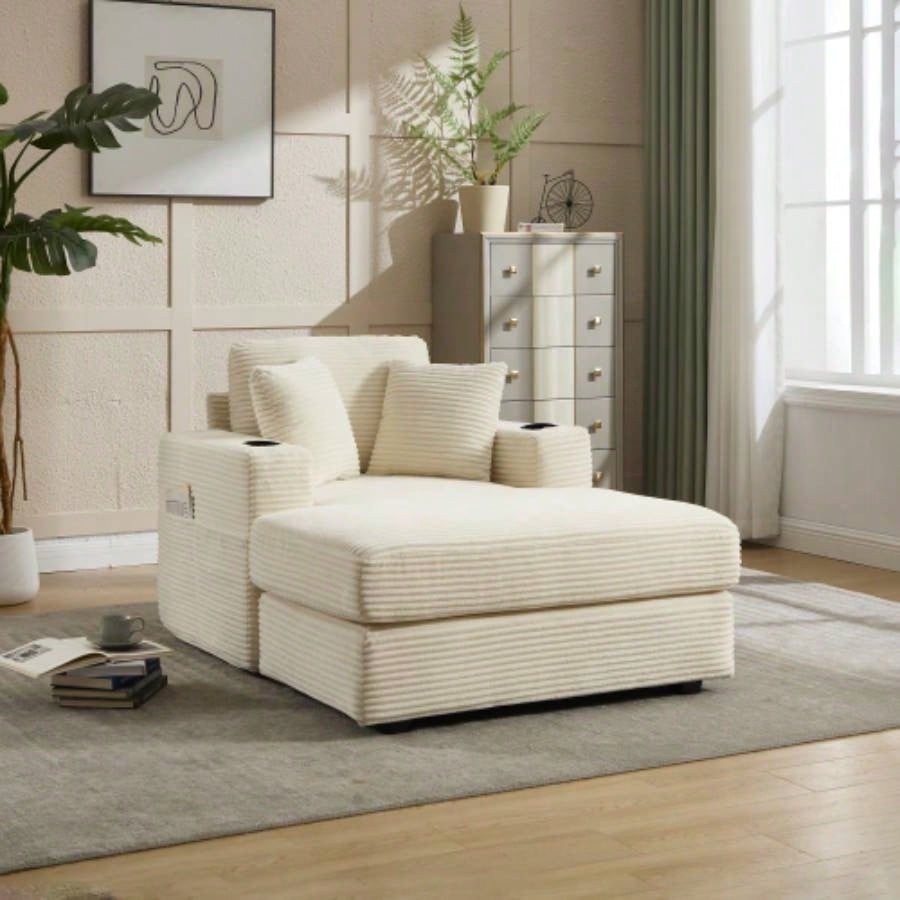 VIDEO/NewCombination Modular Convertible Sectional Sofa Bed Set, Armrest storage, Stainless steel cup holder, USB, Upholstered Sofa, Deep, Living Room, Loft, Apartment, Office, 2 Colors