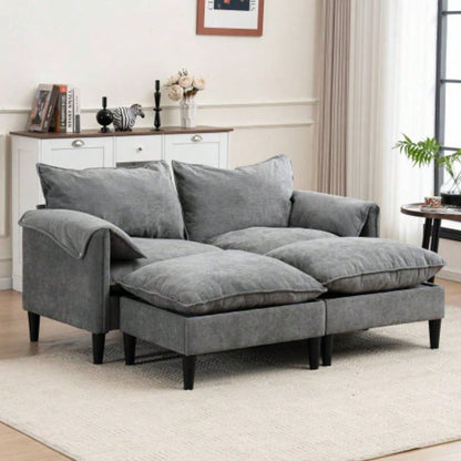 Convertible Combination Sofa Sofa U - Shaped Sofa with Footstools with Storage, Gray Sofa Living Room, Living Room/Bedroom/Office/Small Space 2 - Seater Combination Sofa - Gray