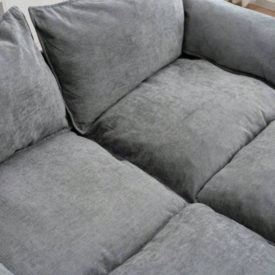 Convertible Combination Sofa Sofa U - Shaped Sofa with Footstools with Storage, Gray Sofa Living Room, Living Room/Bedroom/Office/Small Space 2 - Seater Combination Sofa - Gray