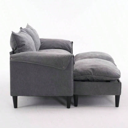 Convertible Combination Sofa Sofa U - Shaped Sofa with Footstools with Storage, Gray Sofa Living Room, Living Room/Bedroom/Office/Small Space 2 - Seater Combination Sofa - Gray