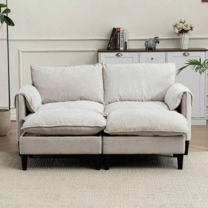 Convertible Combination Sofa Sofa U - Shaped Sofa with Footstools with Storage, Gray Sofa Living Room, Living Room/Bedroom/Office/Small Space 2 - Seater Combination Sofa - Gray
