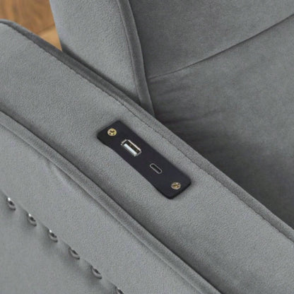 Loveseats Sofa Bed with Pull - out Bed, Adjsutable Back and Two Arm Pocket, TypeC and USB Charging with Copper nail, 47x53x31