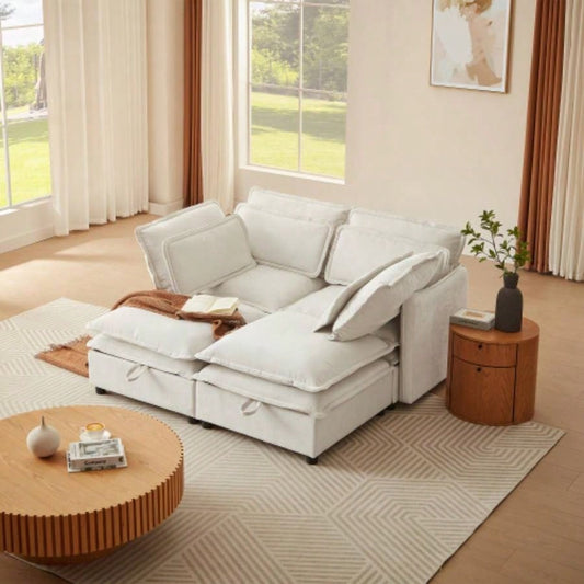UStyle Double - Layer Cushion Modular Sofa, Freely Combinable, 4 - Seater with Storage Function, Includes 4 Soft Cushions, Living Rooms, Offices, and Apartments