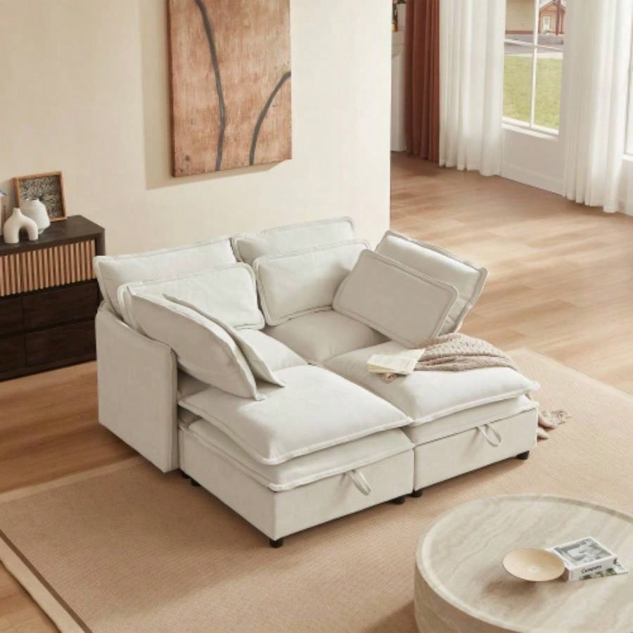 UStyle Double - Layer Cushion Modular Sofa, Freely Combinable, 4 - Seater with Storage Function, Includes 4 Soft Cushions, Living Rooms, Offices, and Apartments
