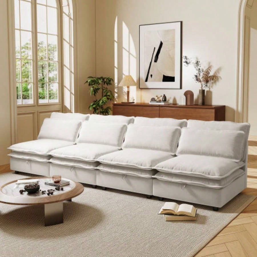 UStyle Double - Layer Cushion Modular Sofa, Freely Combinable, 4 - Seater with Storage Function, Includes 4 Soft Cushions, Living Rooms, Offices, and Apartments