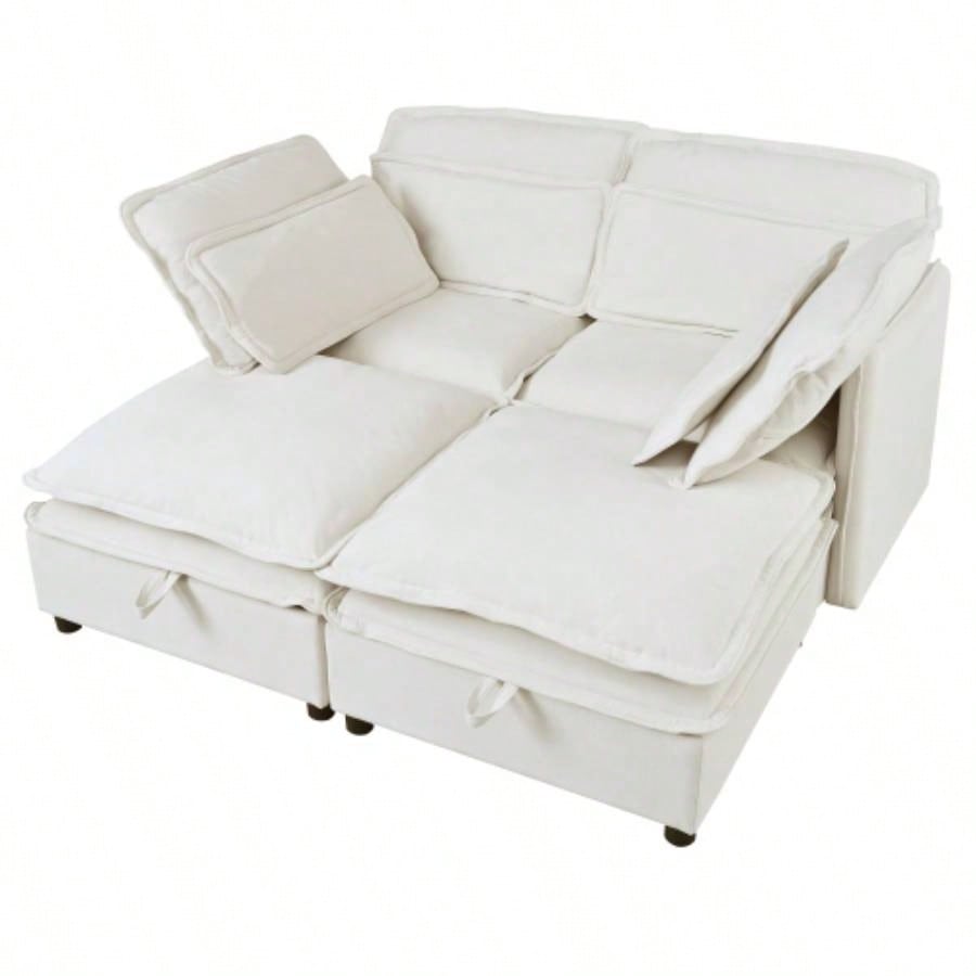 UStyle Double - Layer Cushion Modular Sofa, Freely Combinable, 4 - Seater with Storage Function, Includes 4 Soft Cushions, Living Rooms, Offices, and Apartments