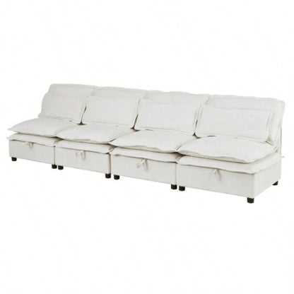 UStyle Double - Layer Cushion Modular Sofa, Freely Combinable, 4 - Seater with Storage Function, Includes 4 Soft Cushions, Living Rooms, Offices, and Apartments