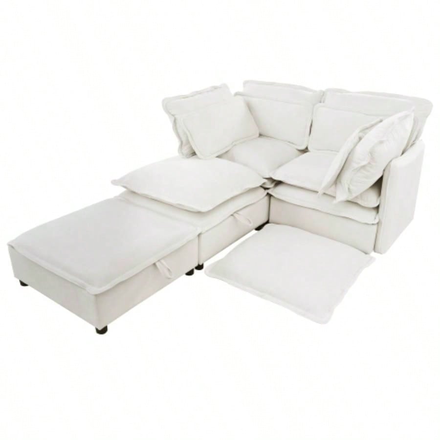 UStyle Double - Layer Cushion Modular Sofa, Freely Combinable, 4 - Seater with Storage Function, Includes 4 Soft Cushions, Living Rooms, Offices, and Apartments
