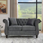 58.8 Chesterfield Sofa Velvet Living Room, 2 Seater Sofa Tufted Couch with Rolled Arms and Nailhead Living Room, Bedroom, Office, Apartment, two pillowsW834S00069